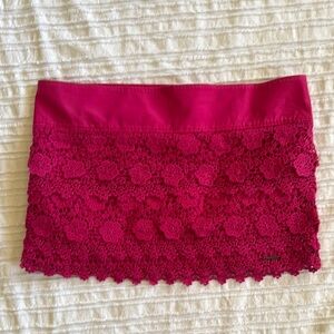 Vintage Y2K Pink Lace Tiered Micro Mini Skirt sz M